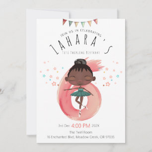 Black Ballerina 6th Birthday Invitation