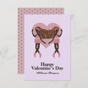 Black Ballerina Ballet Dance Custom Valentines Day Card