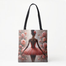 Black Ballerina in Red Tutu with Roses Afrocentric