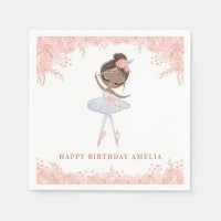 Black Ballerina in White Dress Floral Birthday