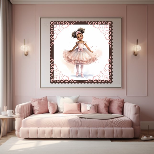 Black Ballerina, Pink Tutu, Pink Ribbon Ponytails Poster (Creator Uploaded)