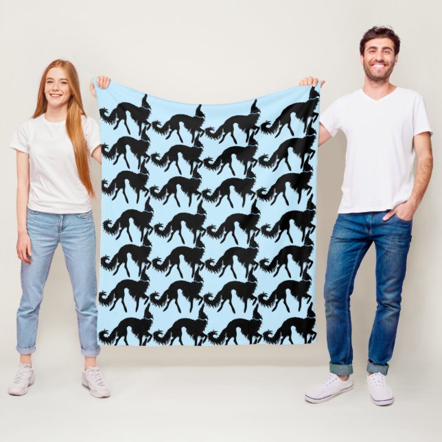 Black Ballet Borzoi Print Plush Fleece Throw Blanket (In Situ)