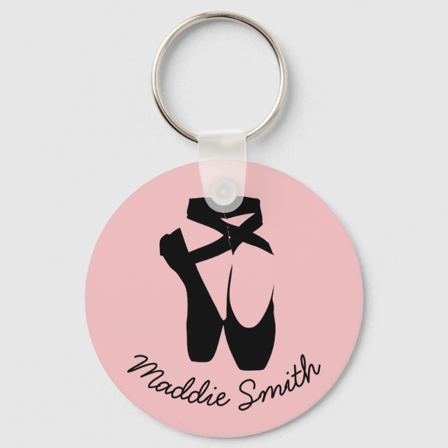 Black ballet  pointe shoes key ring (Front)