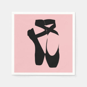 Black ballet  pointe shoes napkin