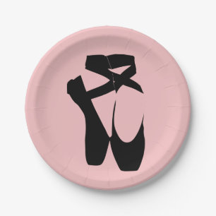 Black ballet pointe shoes paper plate