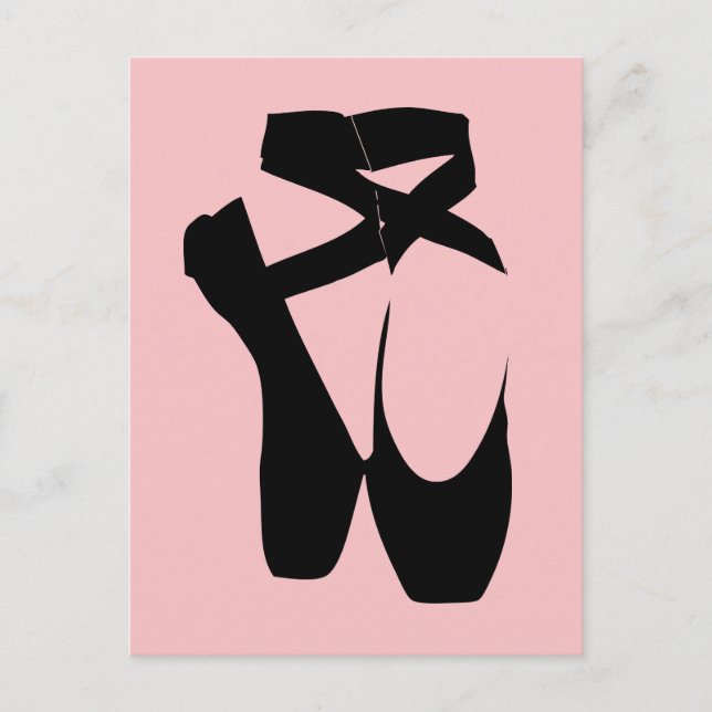 Black ballet  pointe shoes postcard (Front)