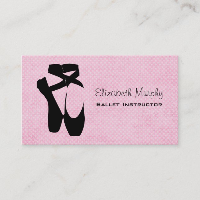 Black Ballet Shoes En Pointe Business Card (Front)