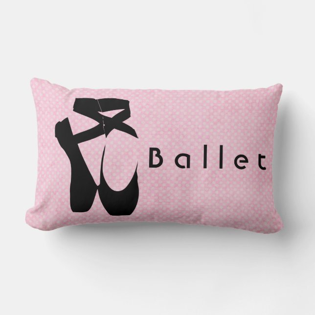 Black Ballet Shoes En Pointe Lumbar Cushion (Front)