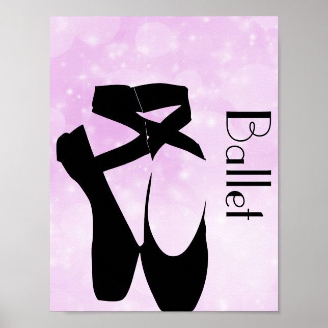 Black Ballet Shoes En Pointe Poster (Front)