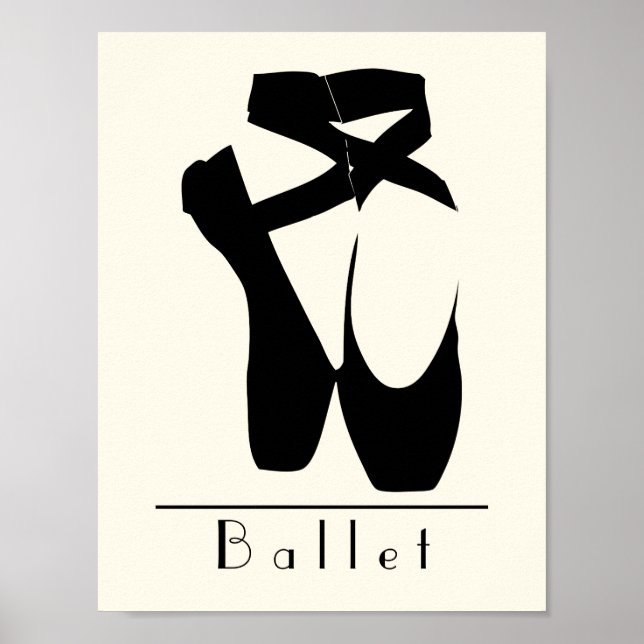 Black Ballet Shoes En Pointe Poster (Front)
