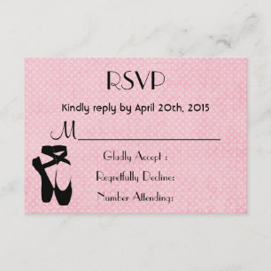 Black Ballet Shoes En Pointe RSVP Card