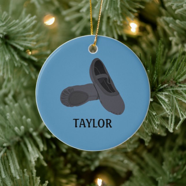 Black Ballet Shoes Personalised Photo Ceramic Tree Decoration (Tree)