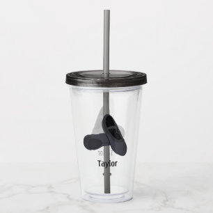 Black Ballet Shoes with Name Personalised Acrylic Tumbler