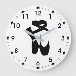 Black Ballet Slippers Large Clock