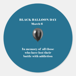 Black Balloon Day Overdose Awareness Classic Round Sticker