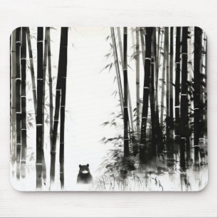 Black Bamboo Forest Ink Painting Mouse Pad