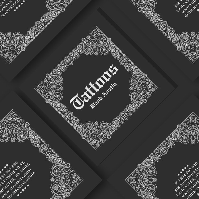 Black Bandanna Paisley Tattoos Square Business Car Square Business Card (Creator Uploaded)