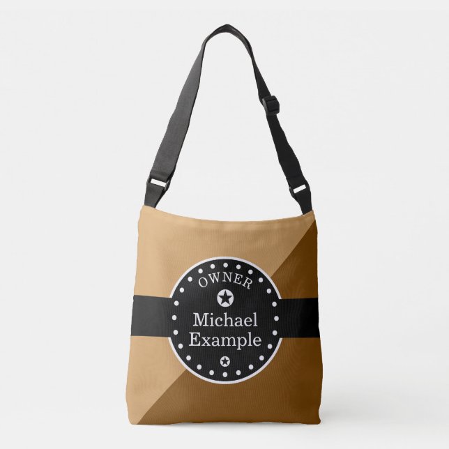 Black Banner & Rectangles - brown + your ideas Crossbody Bag (Front)