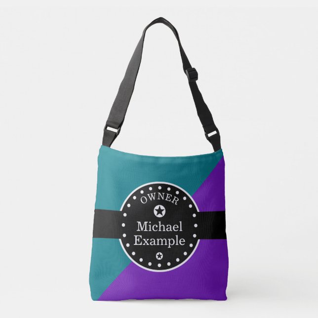 Black Banner & Rectangles - purple + your ideas Crossbody Bag (Front)