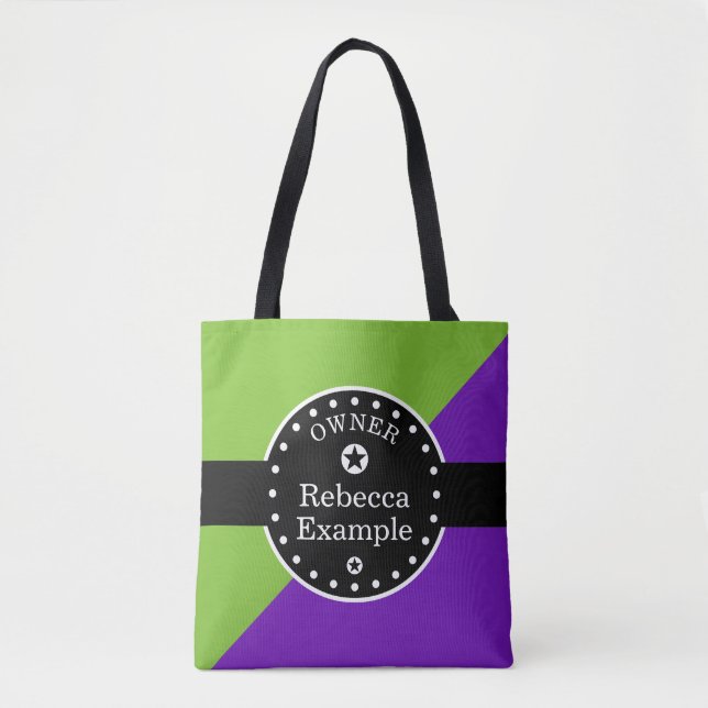 Black Banner & Rectangles - purple + your ideas Tote Bag (Front)
