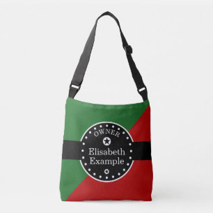 Black Banner & Rectangles - red + your ideas Crossbody Bag
