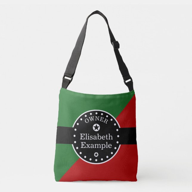 Black Banner & Rectangles - red + your ideas Crossbody Bag (Front)