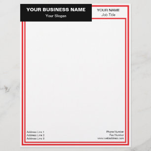Black Banner Red Double Frame Custom Letterhead