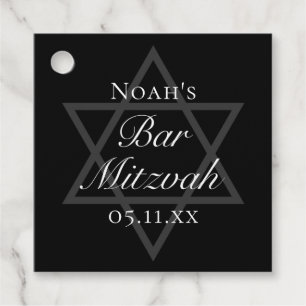 Black Bar Mitzvah Star of David Custom Party Favour Tags