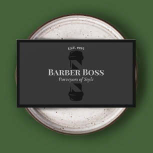 Black Barber Pole Barbershop Business Card