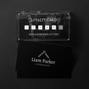 Black Barbershop Chair Photo Vintage Salon Loyalty Card
