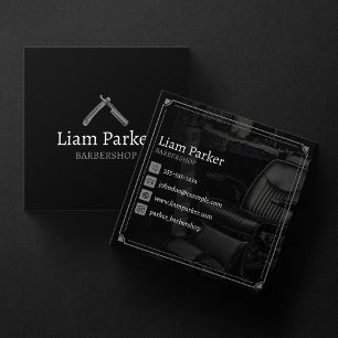 Black Barbershop Chair Photo Vintage Salon Square Business Card