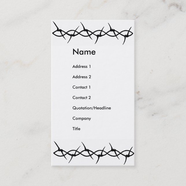 Black barbwire business cards (Front)
