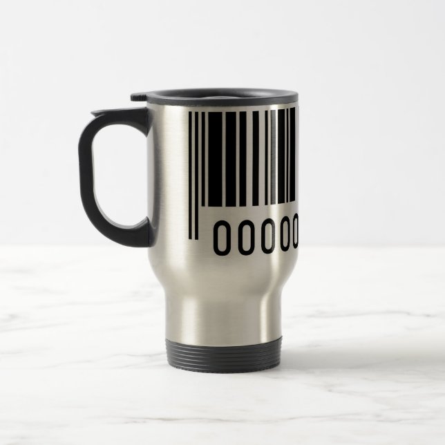 Black Barcode Aluminium Travel Mug (Left)
