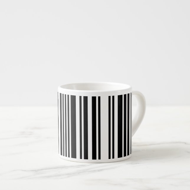 Black Barcode Lines Espresso Mug (Front Right)