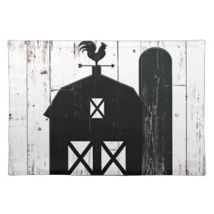 Black Barn White Wood Rustic Farmhouse Country Placemat