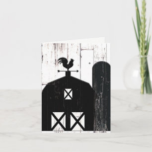 Black Barn White Wood Rustic Farmhouse Thank You Card