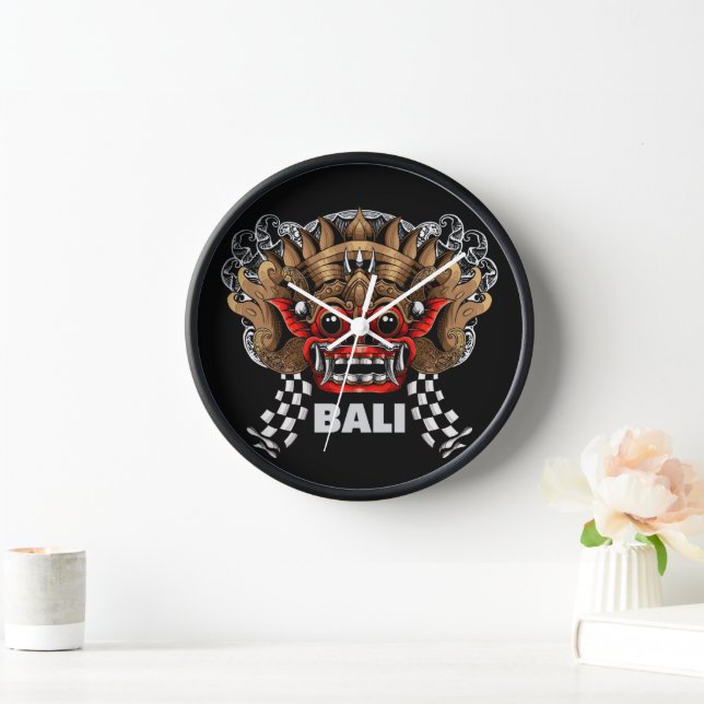 Black Barong Bali: Timeless Tradition Wall Clock (Home)