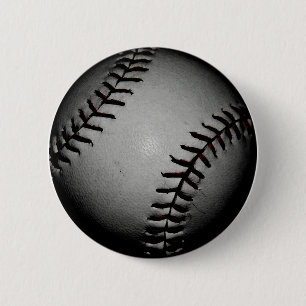 Black baseball 6 cm round badge