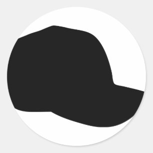 black baseball cap icon classic round sticker