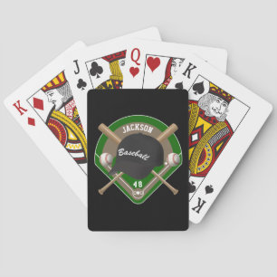 Black Baseball Diamond Player Name and Number Playing Cards