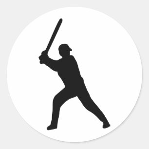 black baseball player classic round sticker