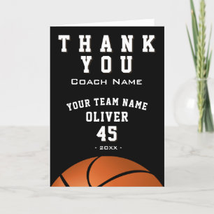 Black Basketball Ball Sports Thank you Coach Card