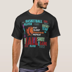 Black Basketball Stuff Coach Player Team Eat Sleep T-Shirt
