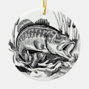 Black bass ceramic tree decoration
