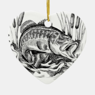 Black bass ceramic tree decoration