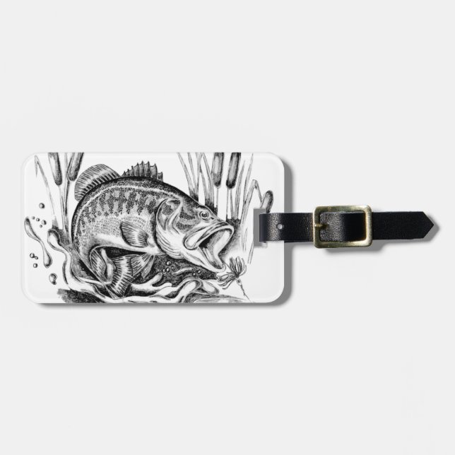 Black bass luggage tag (Front Horizontal)