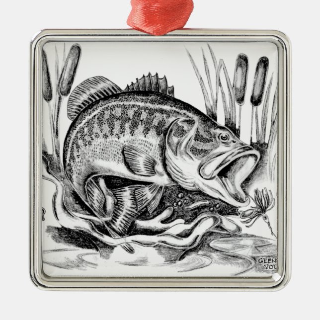 Black bass metal tree decoration (Front)