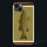 Black Bass on a Green Background iPhone 13 Case<br><div class="desc">This piece of arwork will please any fish amateur. The painting represents a black bass swimming into green water. In this image,  the brown borders makes it the perfect decorative art piece.</div>