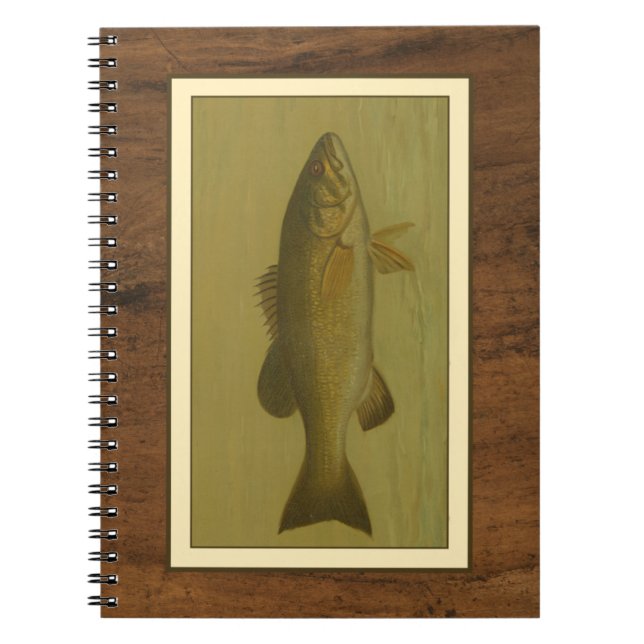 Black Bass on a Green Background Notebook (Front)