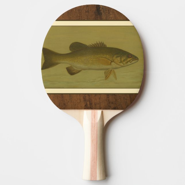 Black Bass on a Green Background Ping Pong Paddle (Front)